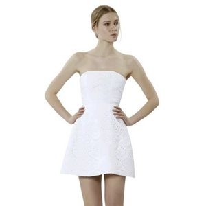 Alice + Olivia Strapless White Eyelet Dress 0
